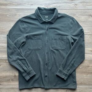 Gap | Button Down Jersey Shirt Jacket in Evergreen (X-Small)